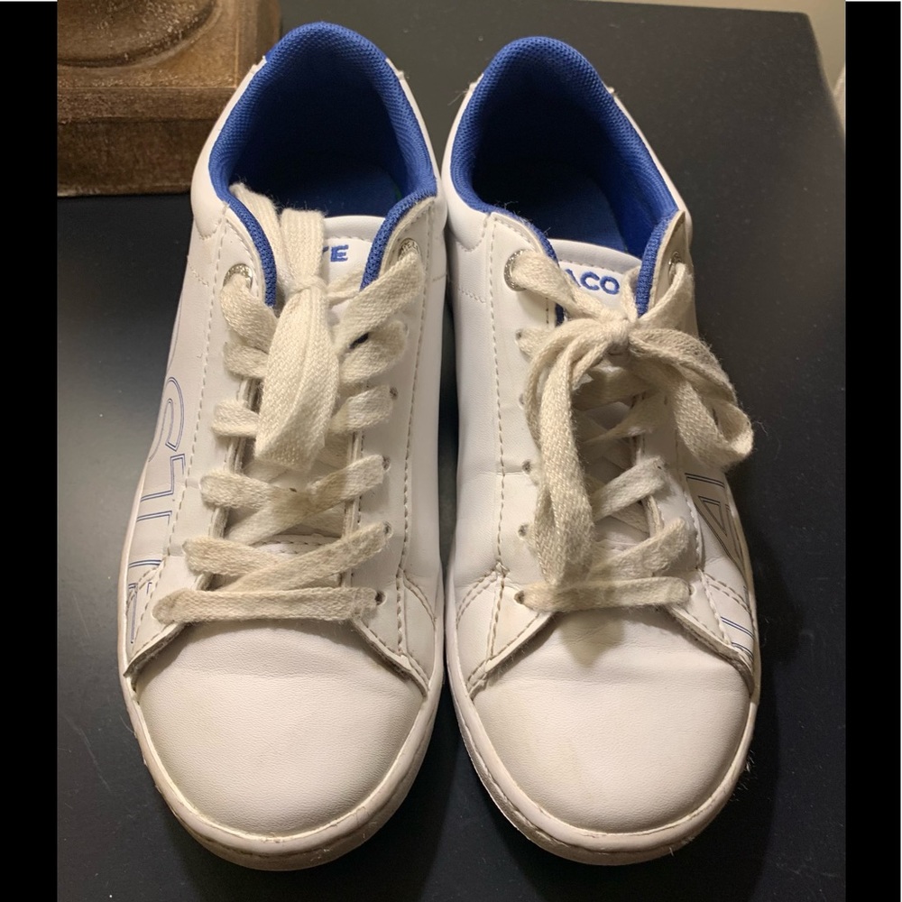 Boys Lacoste blue white sneakers sz 13